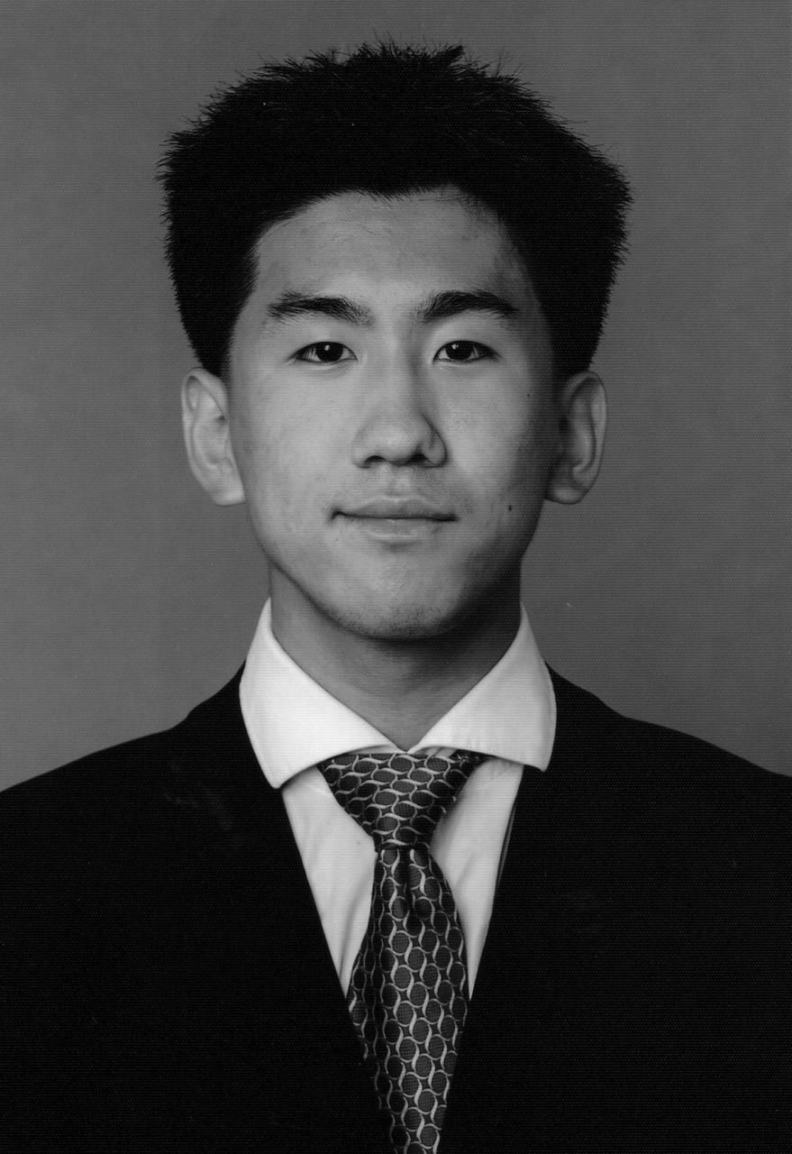 Portrait of a young male investment analyst, neat short hair, composed expression, wearing a formal suit and tie, black and white vector illustration, clean lines, professional corporate headshot, high contrast, serious expression, financial institution aesthetic.